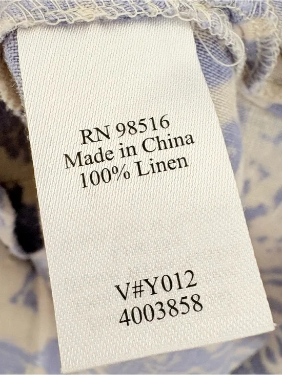 Coldwater Creek Linen Tunic Dress Blue White Paisley Print Pintuck Size M - Picture 11 of 13